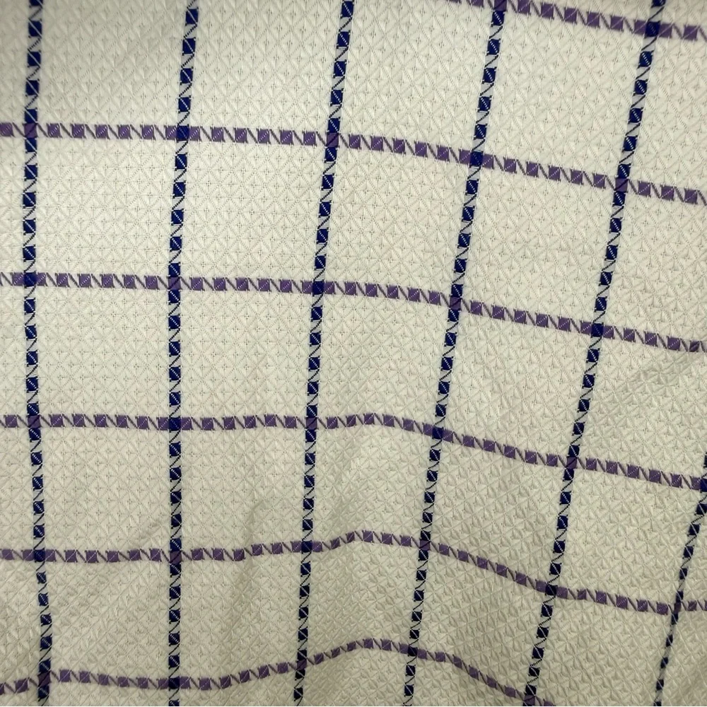 Johnston & Murphy Mens Large‎ White Purple Blue Button Up Long Sleeve Shirt